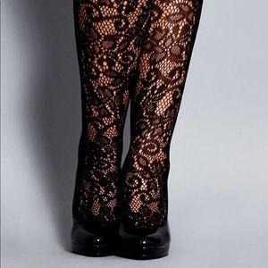 City Chic Black Dentelle Lace Tights
